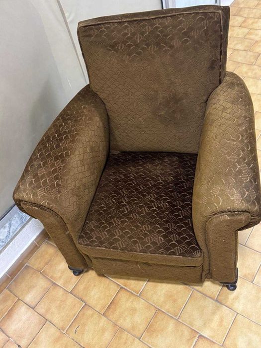 Conjunto sofás Vintage Anos 1940 em Veludo Original – Excelente Estado