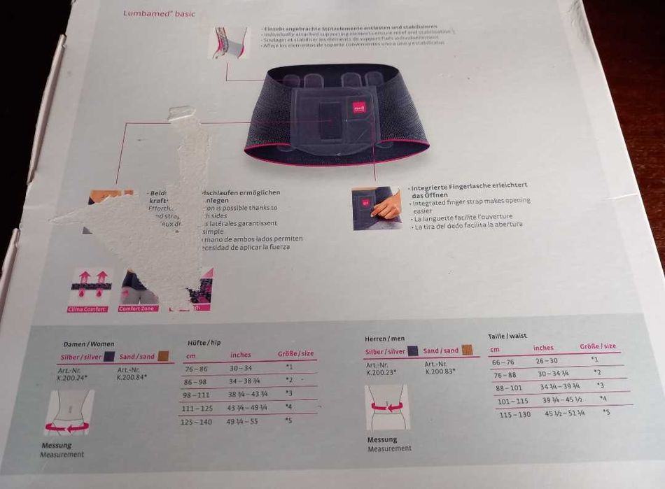Cinta lombar ortopédica