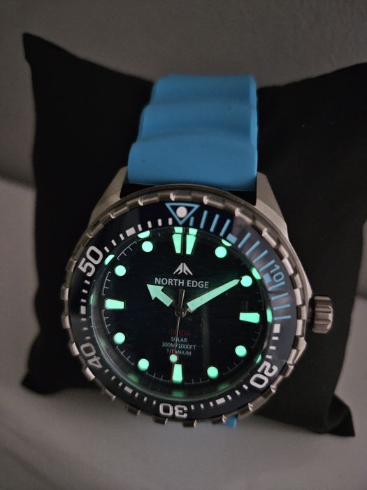 Tytanowy zegarek solarny North Edge  Triton Ti, nurkowy 300m