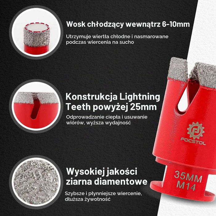 Diamentowa otwornica do płytek 50mm – FOCSTOL
