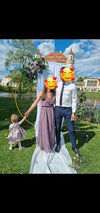 Sukienka długa liliowa fioletowa plisowana 36 S