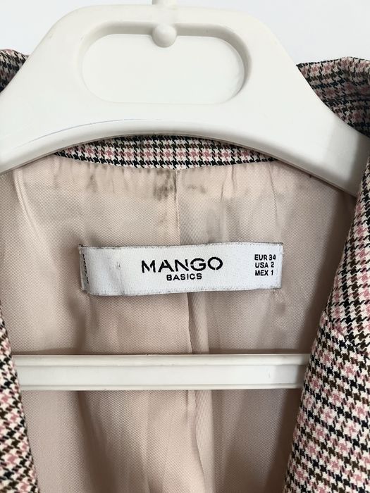 Marynarka o prostym kroju w kratę żakiet damski Mango XS 34