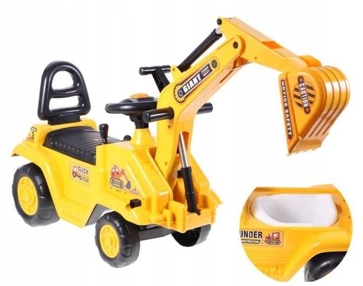 Duży jeździk koparka dla dzieci z nocnikiem