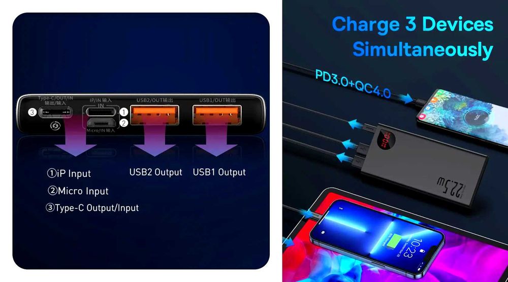 Компактний PowerBank Baseus 22Вт преміум корпус