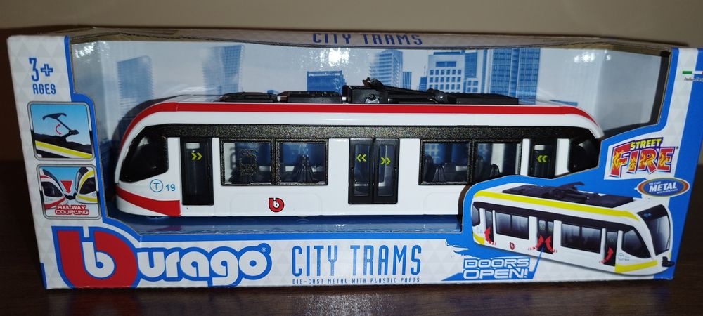Bburago Street Fire City Tram Red tramwaj Burago.