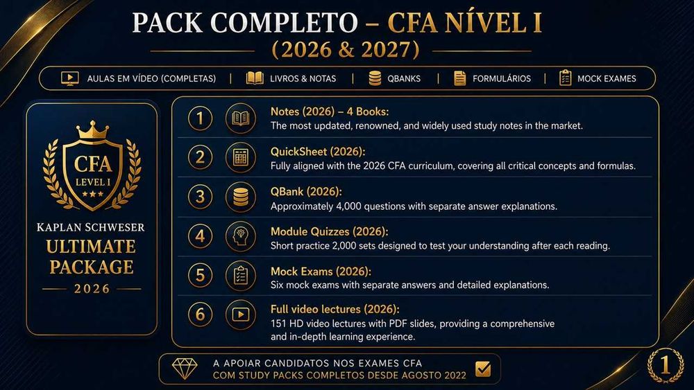 Pack Completo CFA Level I 2026/2027 + Edição Oficial CFA Institute 2027