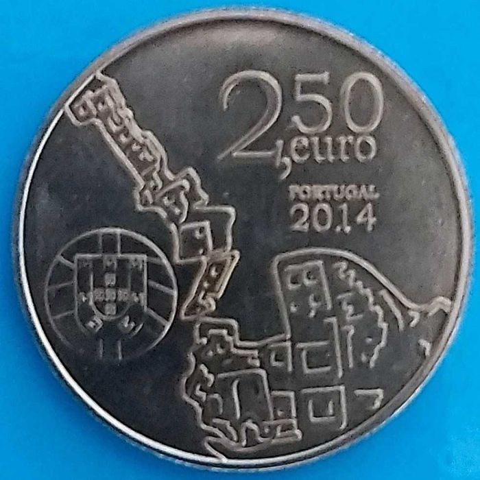 2,50  Euros de 2014, Portugal, Universidade de Coimbra Alta e Sofia