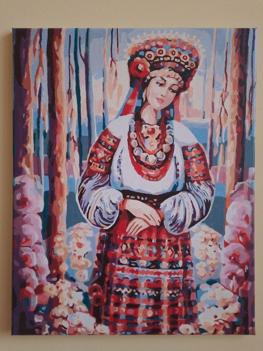 Намальовані - Україночка/Пес/Кіт/холст/картина/акрил 40х50