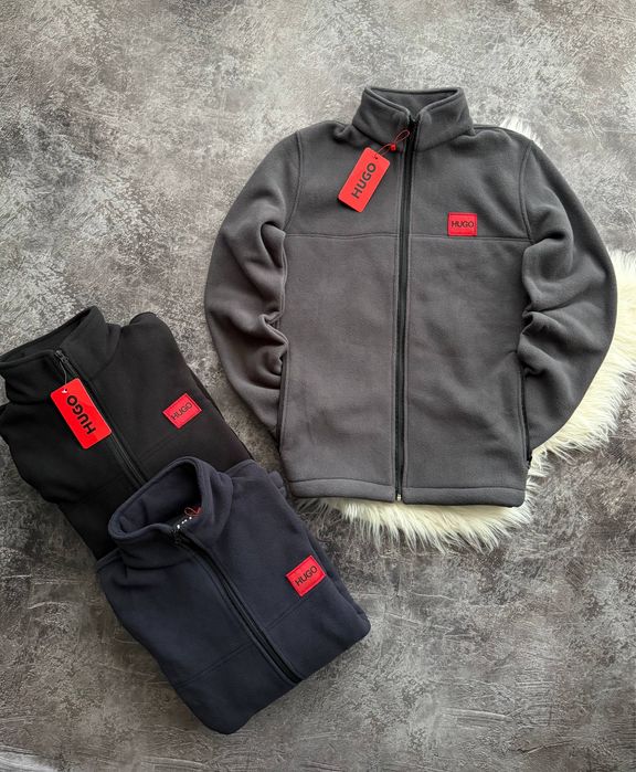 Зіп-Кофта Hugo Fleece  | Чоловіча Фліска | Чорна, Синя, Графіт | M–3XL