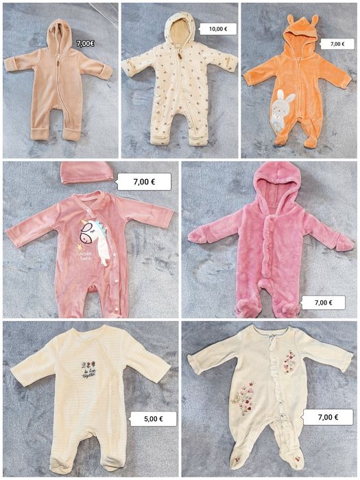 Roupas para bebê 0-4 m, almofada amamentação, sling e saco de dormir