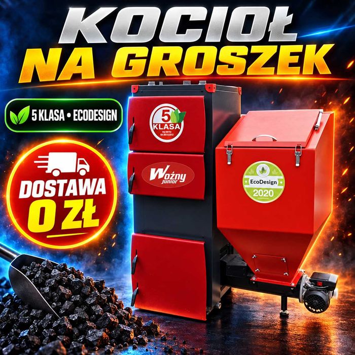 Kocioł piec c.o. 50kW na groszek 5 klasa ecodesign żeliwny podajnik do500m2