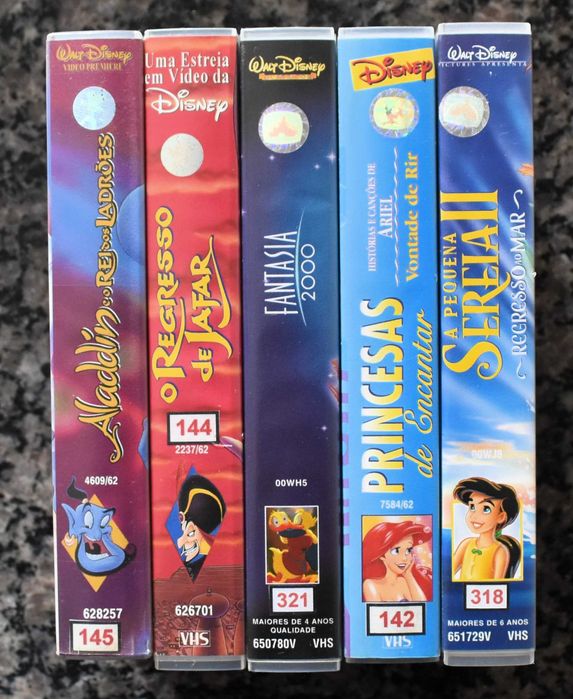 Lote 1 Disney - 5 filmes de animação em VHS