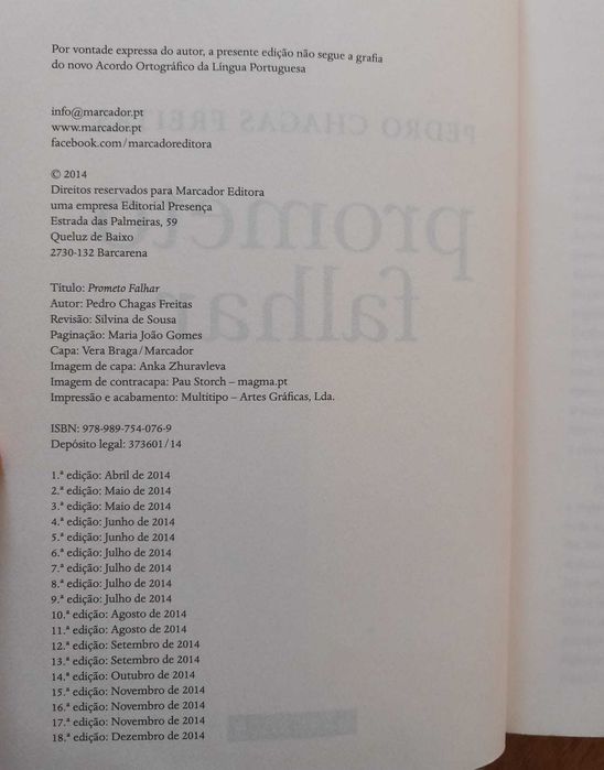 Prometo Falhar - Pedro Chagas Freitas