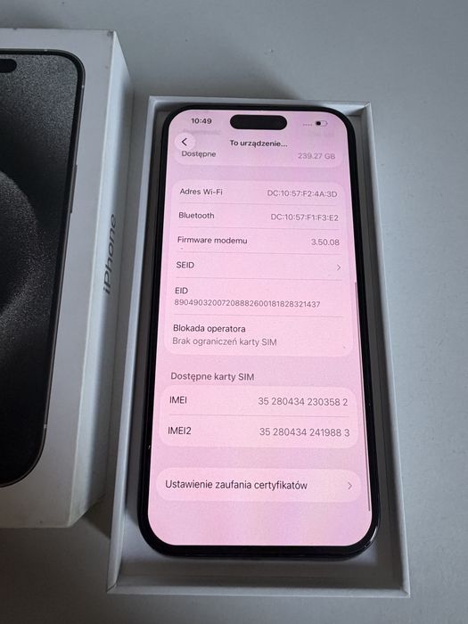 @ # Bateria 100% iPhone 15 Pro 256gb Black Titanium Idealny