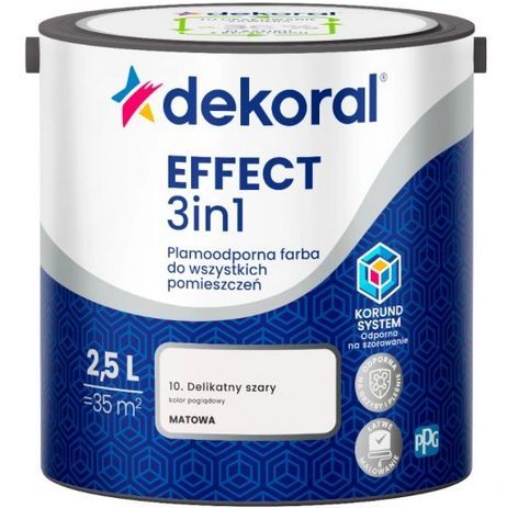 DEKORAL EFFECT 3w1 Plamoodporna 2,5l Delikatny szary 10