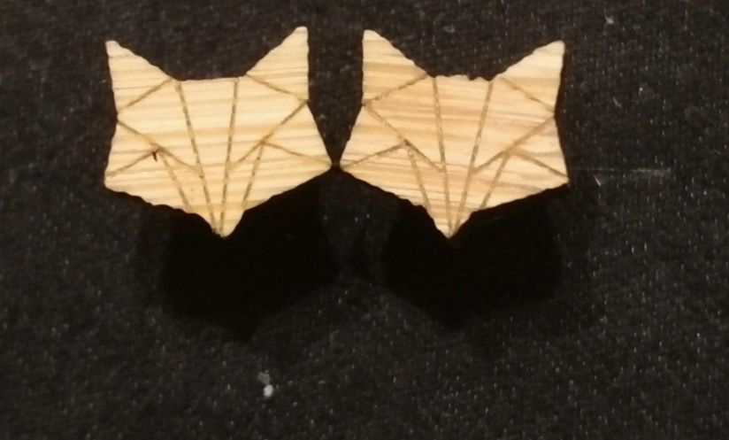 Drewniane kolczyki lisy