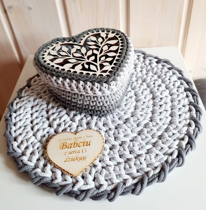 Dzień Babci- koszyk serce i podkładka
