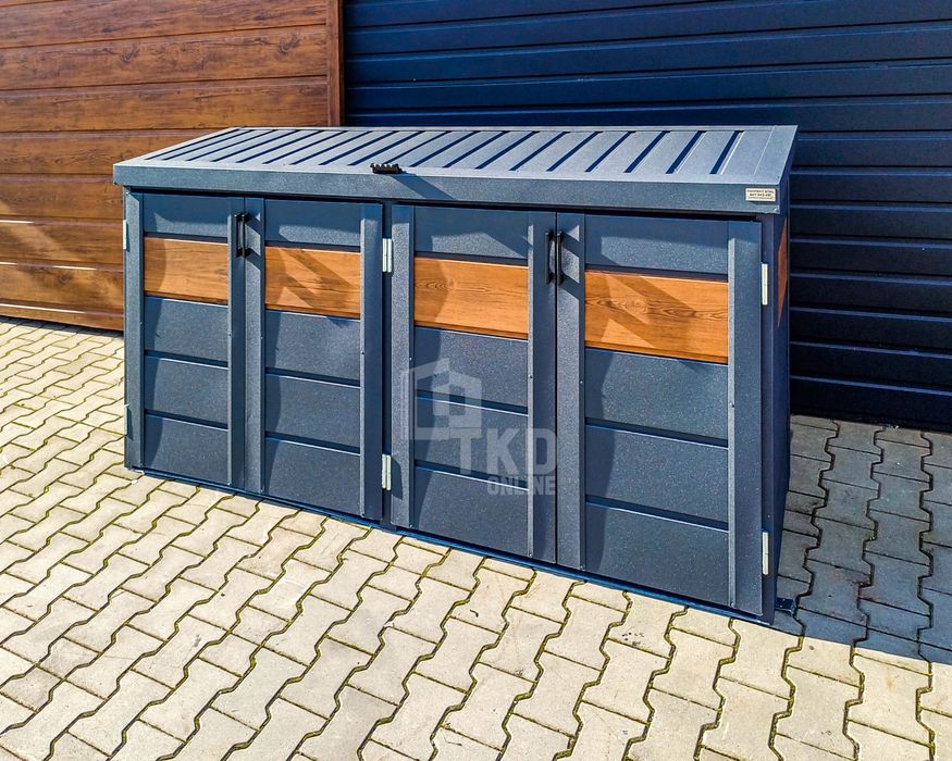Zabudowa Koszy Na Śmieci Wiata Obudowa  235X65X110 Cm 4X120L  Tkd350