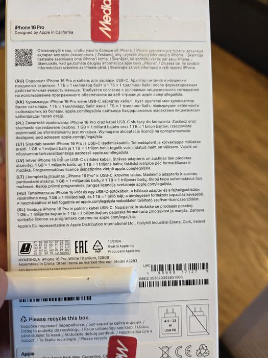 iPhone 16 Pro white titanium 128 GB - gwarancja