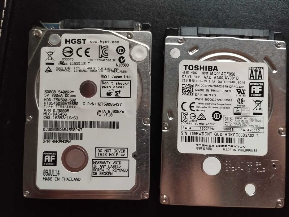 Disco HGST / TOSHIBA HDD 2.5" 500GB (dois)