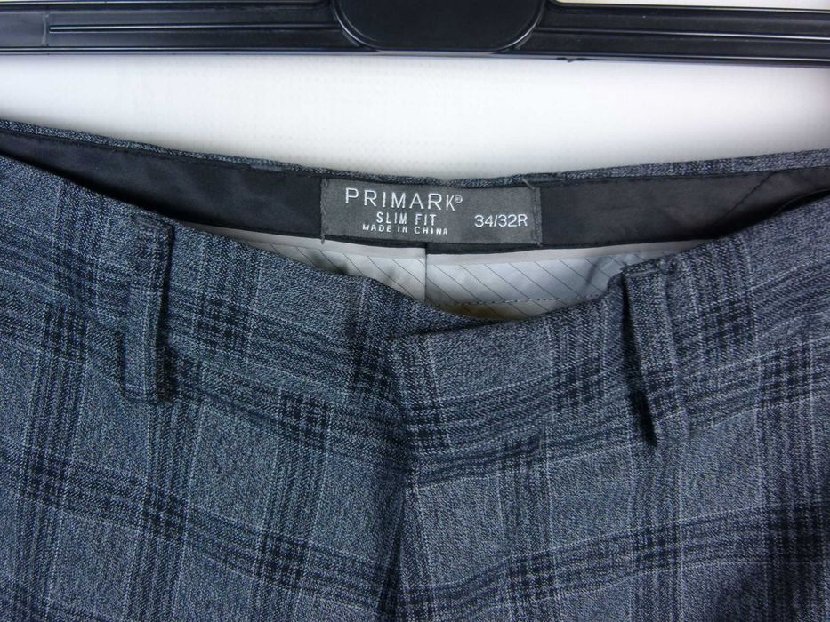 Primark męskie spodnie w kratkę 34 / 32R pas 88 cm