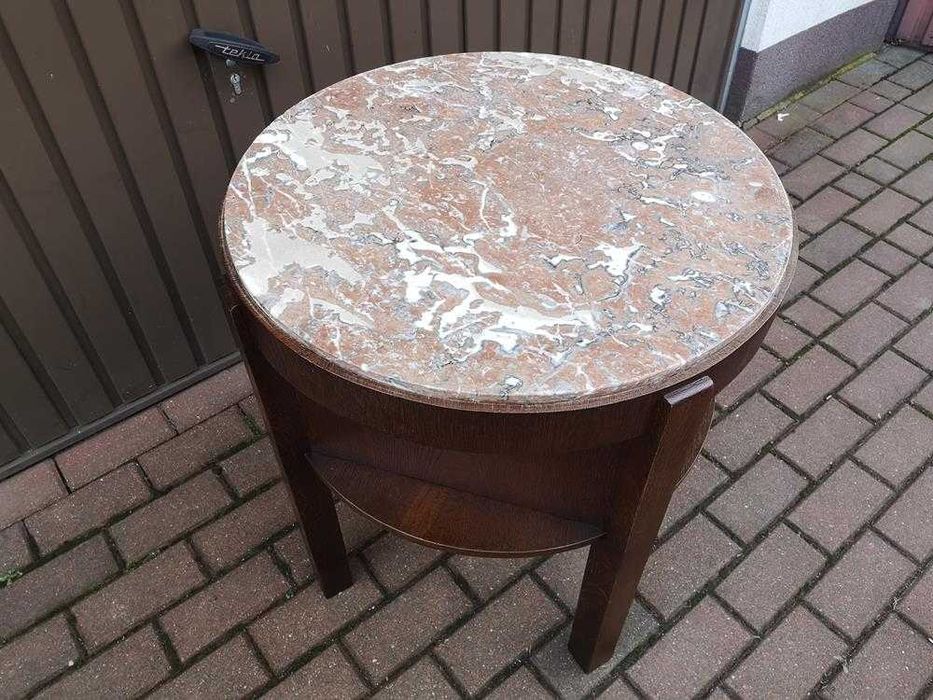 Stolik Barek Okrągły ART-DECO Dębowy Stary Antyk Po Renowacji Okazja.