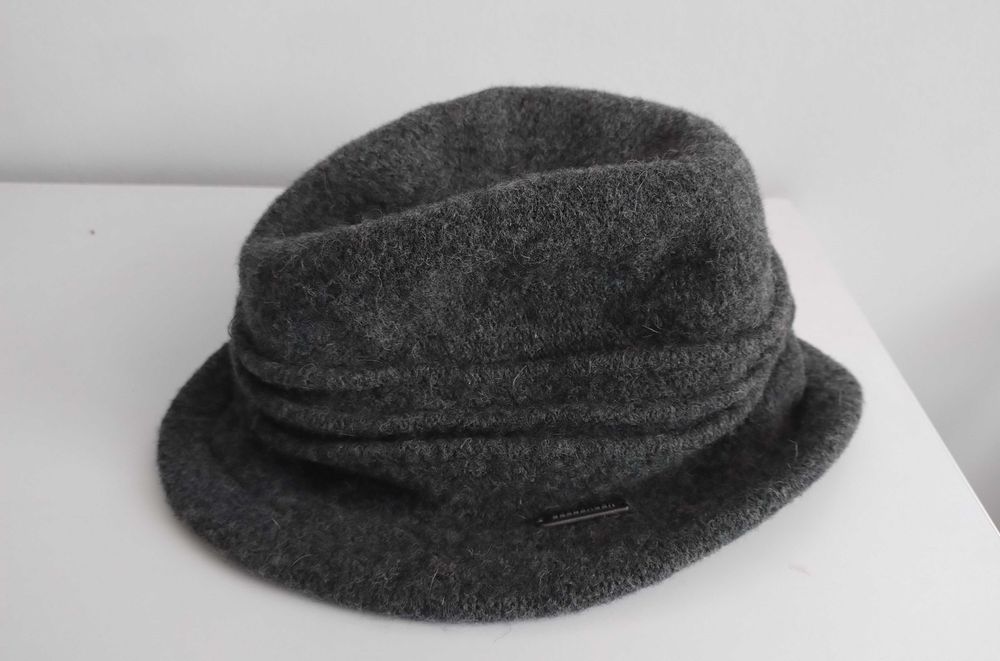 Kapelusz damski SEEBERGER – 100% wełna dziewicza, szary, one size, drut w rondzie