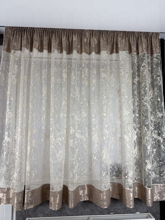 фіранка арочна тюль для кухні пошита на тасьмі