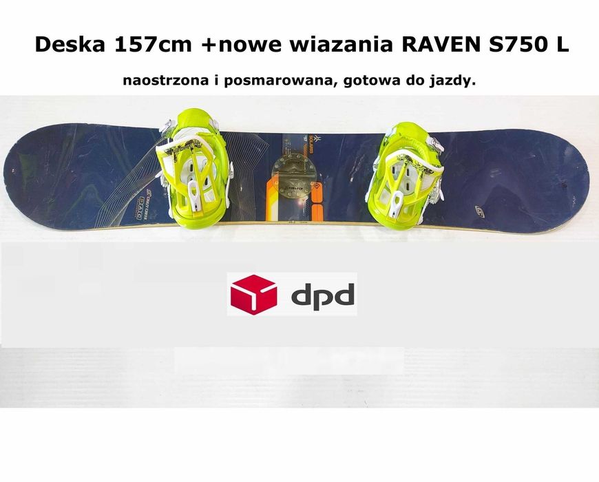 deska snowboardowa Crazy Creek 157cm +wiązania Raven L gotowa do jazdy