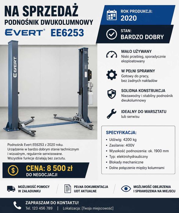 Dwukolumnowy podnośnik Evert EE6253