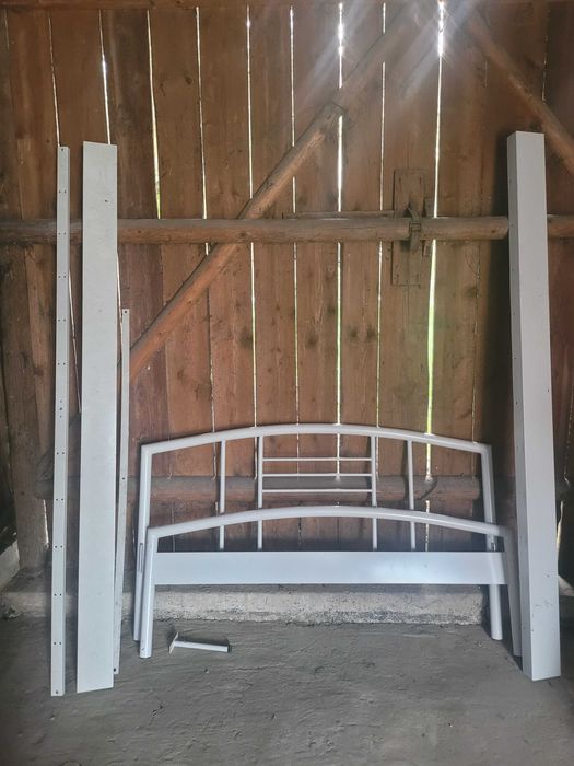 Łóżko 140 x 200 cm metalowe, białe