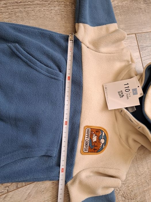 Bluza dziecieca polarową z kapturem, kangurka - rozm 110