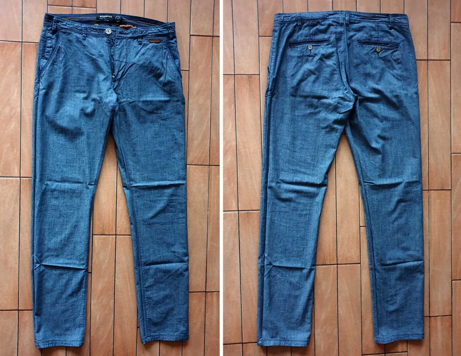 Spodnie / chinosy męskie, letnie, szaroniebieskie Reserved, rozm. 33