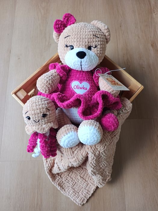 Ręcznie robiony miś szydełkowy mięciutki personalizowany handmade