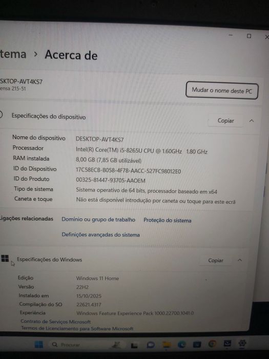 Portátil Acer Extensa 15 intel i5 c/ NVMe