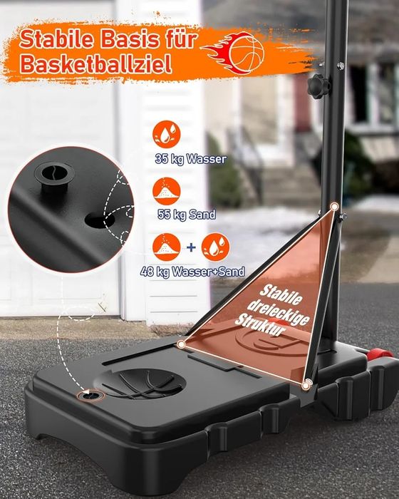 Kosz do koszykówki outdoorowy stojak do koszykówki dla dzieci: 150-210 cm