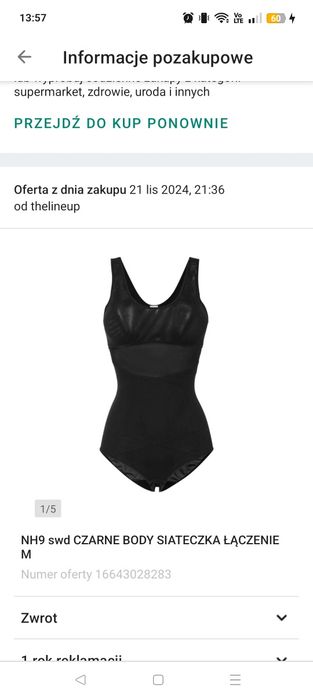 Gorset Czarne body M bielizna