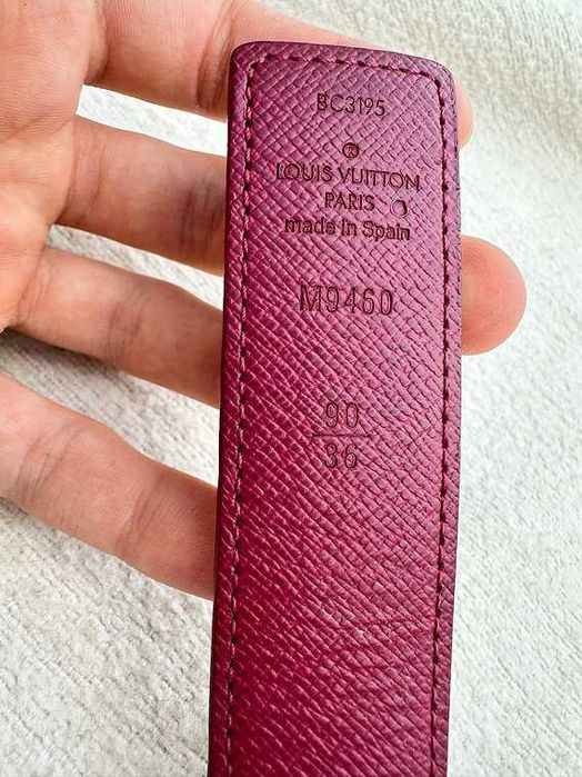 Oryginalny Pasek Louis Vuitton LV Monogram dwustronny brązowo-różowy