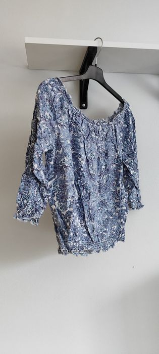 Bluzka hiszpanka niebieska S 36 kwiaty floral
