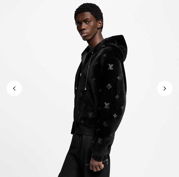 Authentic LOUIS VUITTON Monogram Embellished Shearling Hoodie