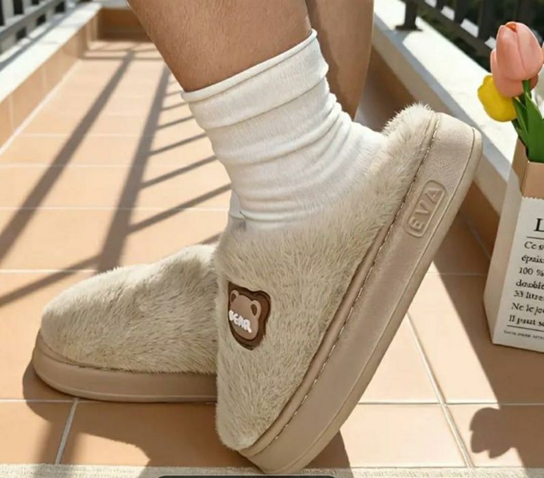 Капці жіночі плюшеві теплі бежеві 38 тапочки женские плюшевые теплые