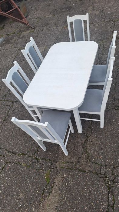 Stół + krzesła białe