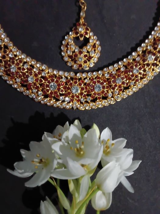 Choker Marrom Estilo Bollywood Folheado a Ouro 14 k– Tradição e Elegâ