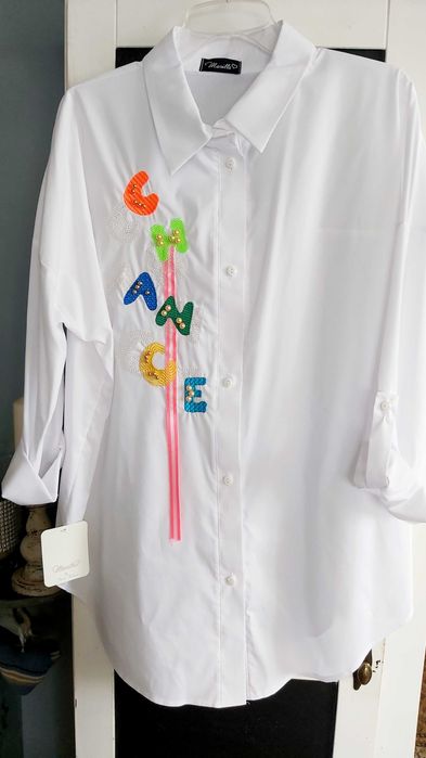 Koszula biała haft kolorowy