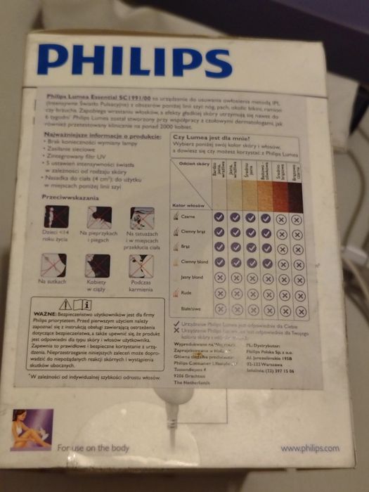 Depilator laserowy IPL Philips lumea essential SC1991/00