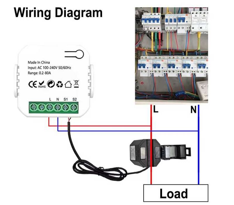 Medidor Energia Zigbee 80 Amperes com Pinça