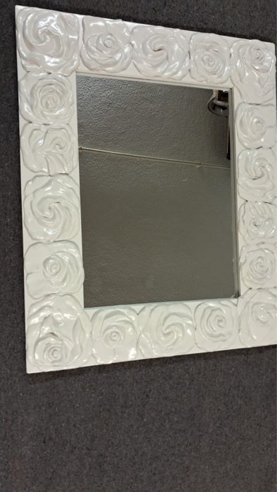 Espelho Madeira Maciça com Flores