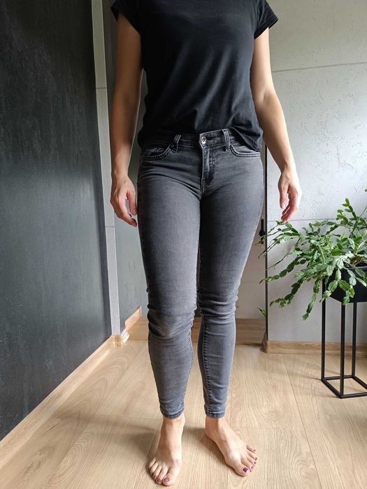 spodnie jeans rurki Big Star Skinny Push Up szare ciemny grafit