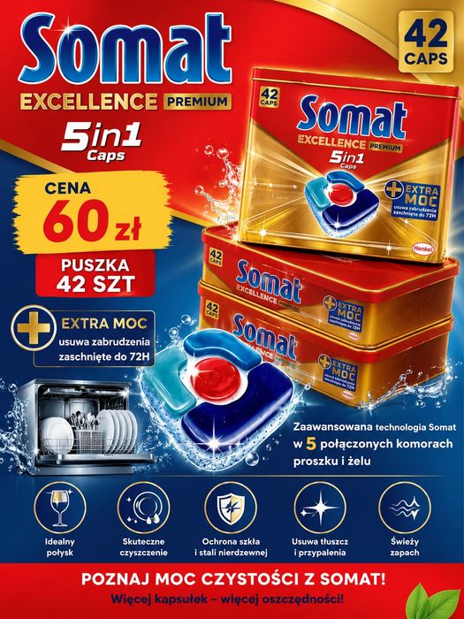Kapsulki do zmywarki somat 5 w 1 + puszka