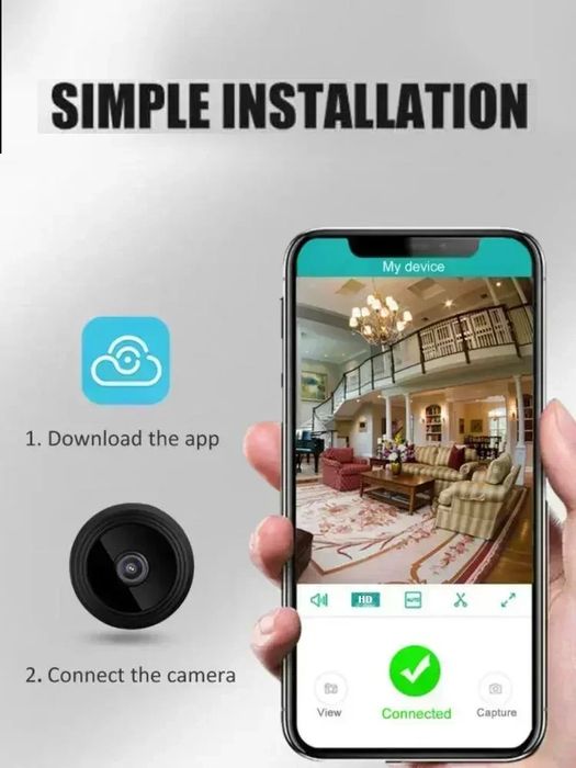 Mini kamera wifi hd szpiegowska podgląd telefon A9 detekcja ruchu